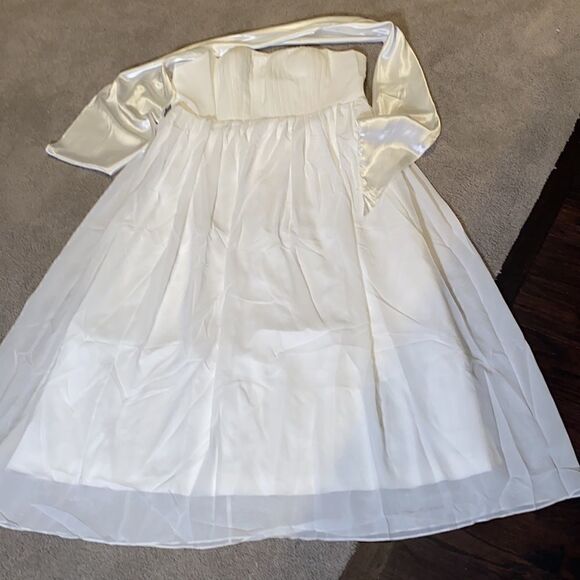 Dresses & Skirts - Women’s Elegant Ivory Strapless Full Length Chiffon Prom Party Formal Dress XXXL